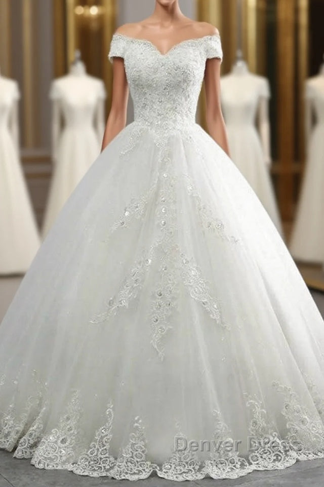 Off The Shoulder Lace Sequins Ball Gowns Wedding Dresses Main image