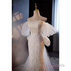 Off The Shoulder Lace Trumpet Mermaid Wedding Dresses With Bow