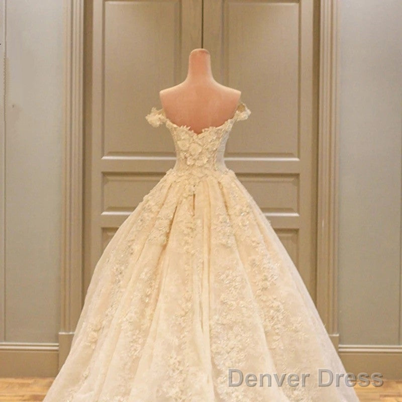 Off The Shoulder Lace Wedding Dresses Ball Gowns