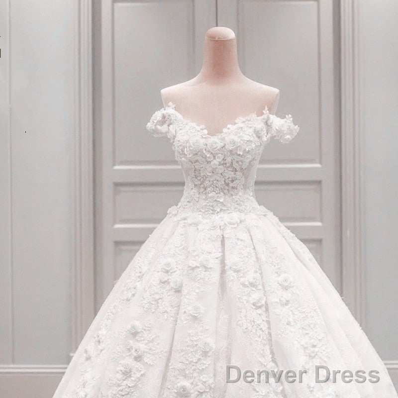 Off The Shoulder Lace Wedding Dresses Ball Gowns