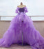 Off the Shoulder Lavender High Low Quinceanera Dresses