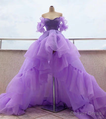 Off the Shoulder Lavender High Low Quinceanera Dresses
