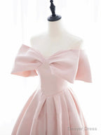 Off the Shoulder Light Pink Long Prom Dress, Light Pink Long Prom Graduation Dresses