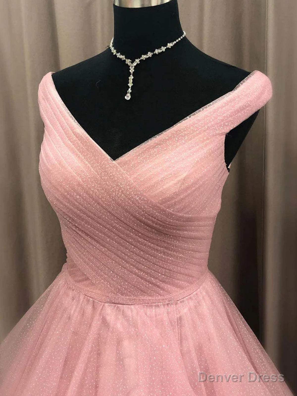 Off the Shoulder Light Pink Prom Dress, Off Shoulder Light Pink Prom D