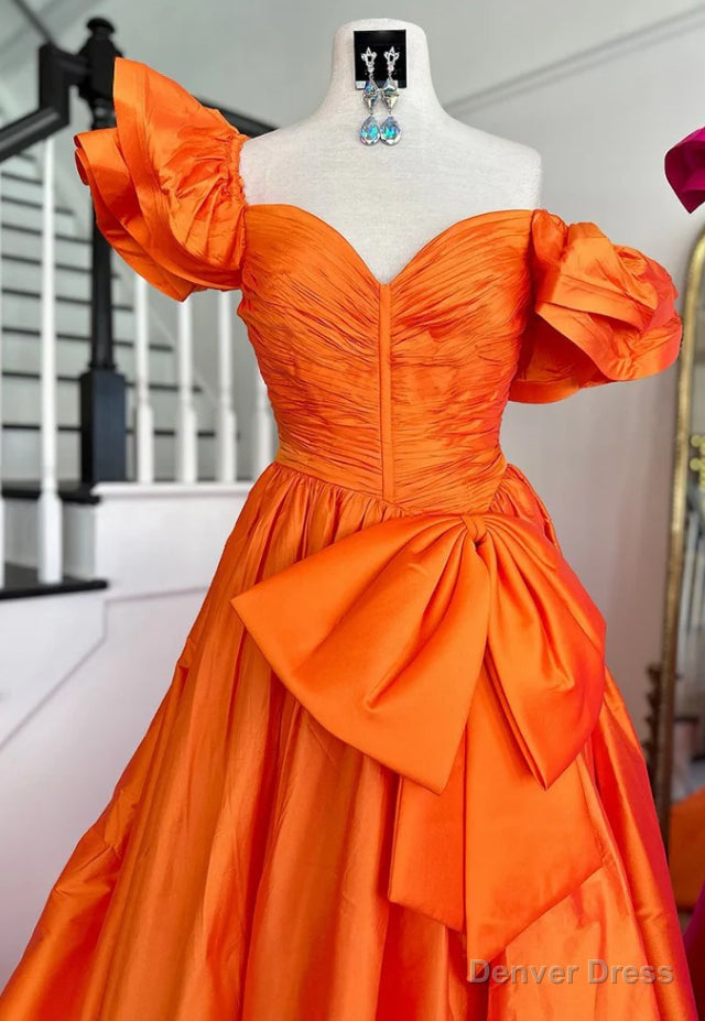 Off the Shoulder Long Prom Dresses with Bow