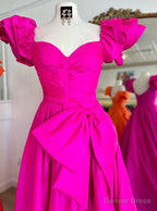 Off the Shoulder Long Prom Dresses with Bow