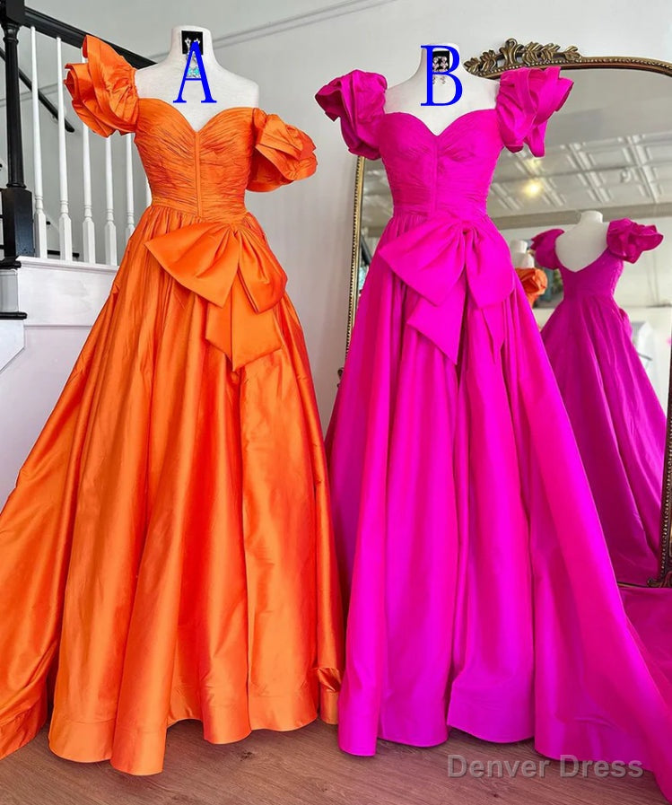 Off the Shoulder Long Prom Dress with Bow Main image