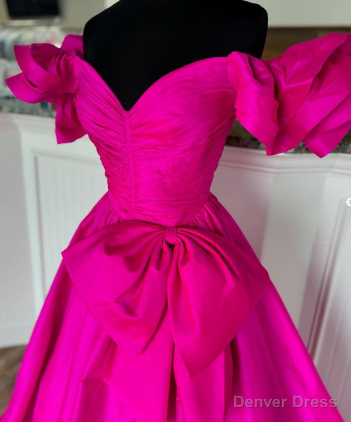 Off the Shoulder Long Prom Dresses with Bow