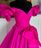 Off the Shoulder Long Prom Dresses with Bow