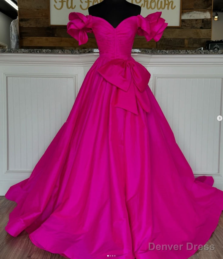 Off the Shoulder Long Prom Dresses with Bow Main image