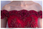 Off The Shoulder Luxury Appliques High Low Red Homcoming Dress