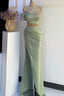 Off-The-Shoulder Mermaid Prom Dress In Dusty Sage With Beads