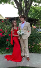 Off The Shoulder Mermaid Red Long Prom Dresses