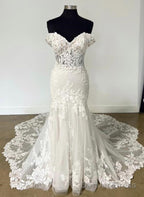 Off The Shoulder Mermaid Tulle Lace Wedding Dresses