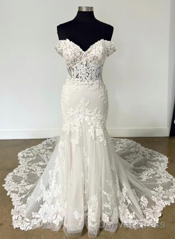 Off The Shoulder Mermaid Tulle Lace Wedding Dresses