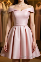 Off The Shoulder Pink Homecoming Dress Short Prom Dress, Off Shoulder Graduation Dress, Prom Dress