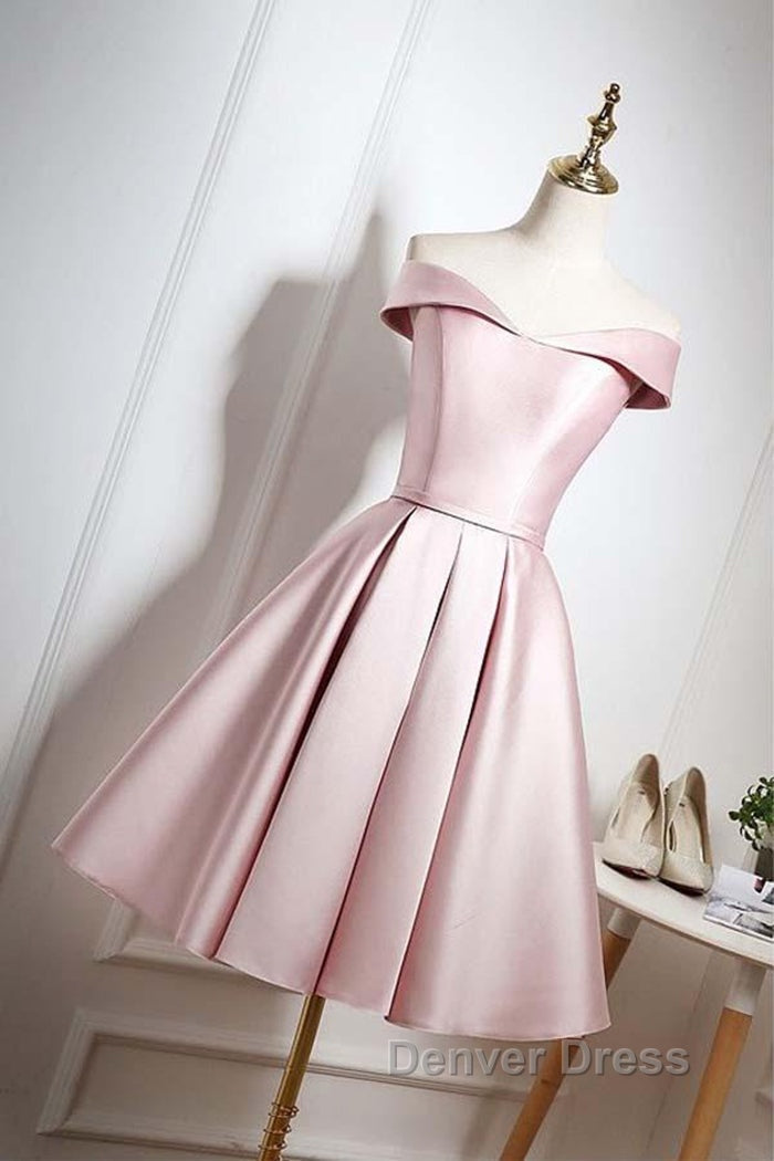 Off The Shoulder Pink Homecoming Dress Short Prom Dress, Off Shoulder Graduation Dress, Prom Dress Secondary image