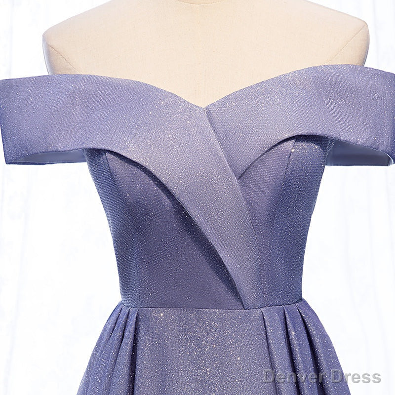 Off the Shoulder Purple Ombre Long Prom Dress, Off Shoulder Purple Prom Dresses