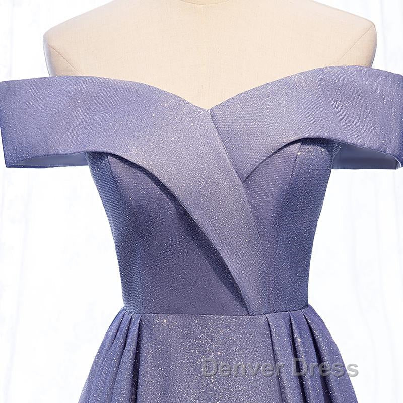 Off the Shoulder Purple Ombre Long Prom Dress, Off the Shoulder Purple Prom Dresses with Corset Back