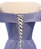 Off the Shoulder Purple Ombre Long Prom Dress, Off the Shoulder Purple Prom Dresses with Corset Back