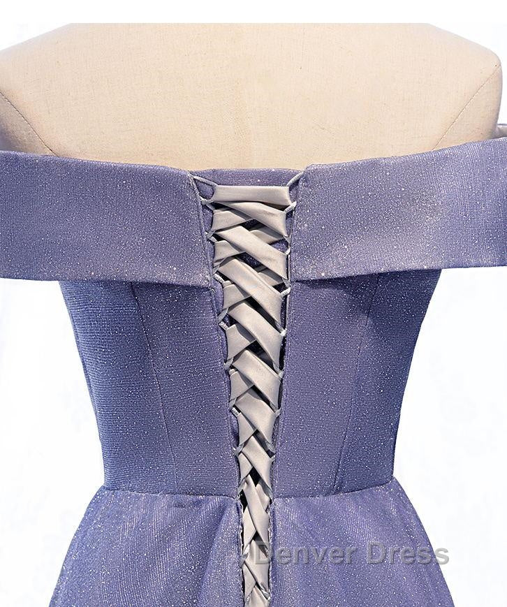 Off the Shoulder Purple Ombre Long Prom Dress, Off the Shoulder Purple Prom Dresses with Corset Back