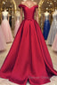 Off the Shoulder Red Long Prom Dress, Red Long Prom Dresses