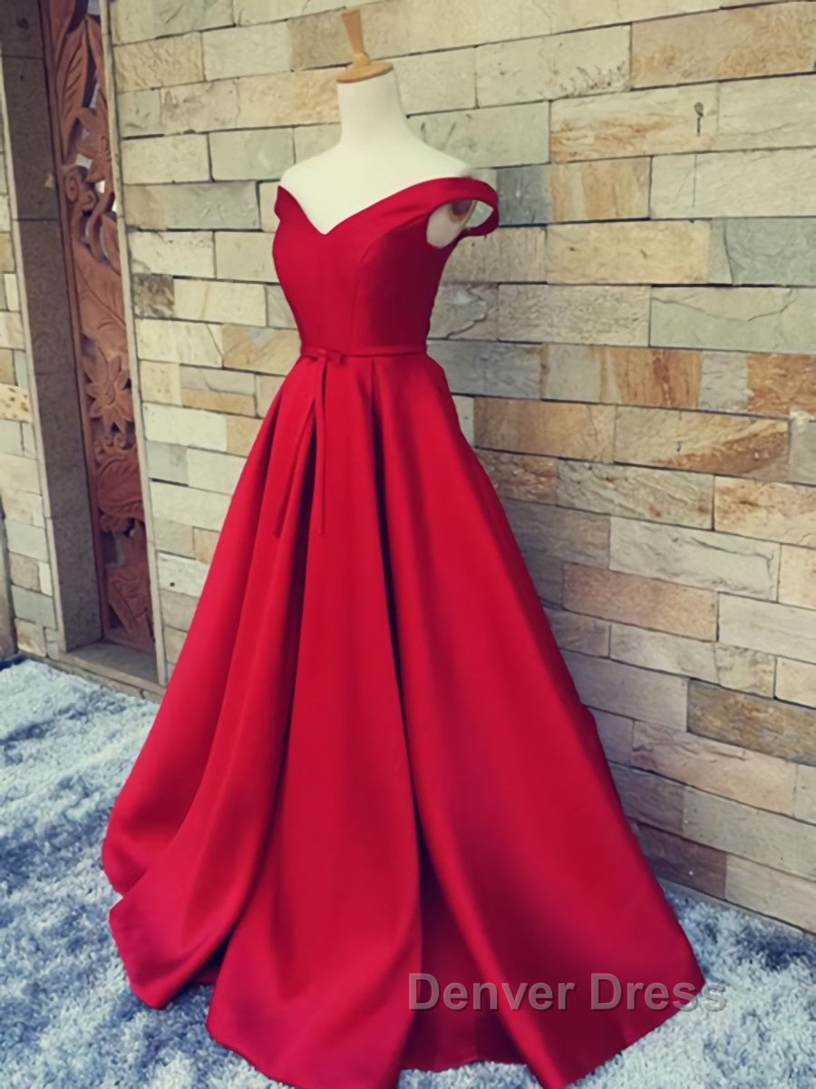 Off the Shoulder Red Long Prom Dress, Red Long Prom Dresses Secondary image
