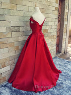 Off the Shoulder Red Long Prom Dress, Red Long Prom Dresses