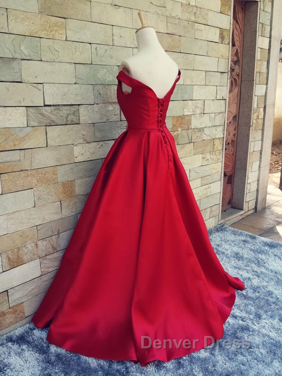 Off the Shoulder Red Long Prom Dress, Red Long Prom Dresses