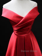 Off the Shoulder Red Long Prom Dress, Red Off Shoulder Long Prom Dresses