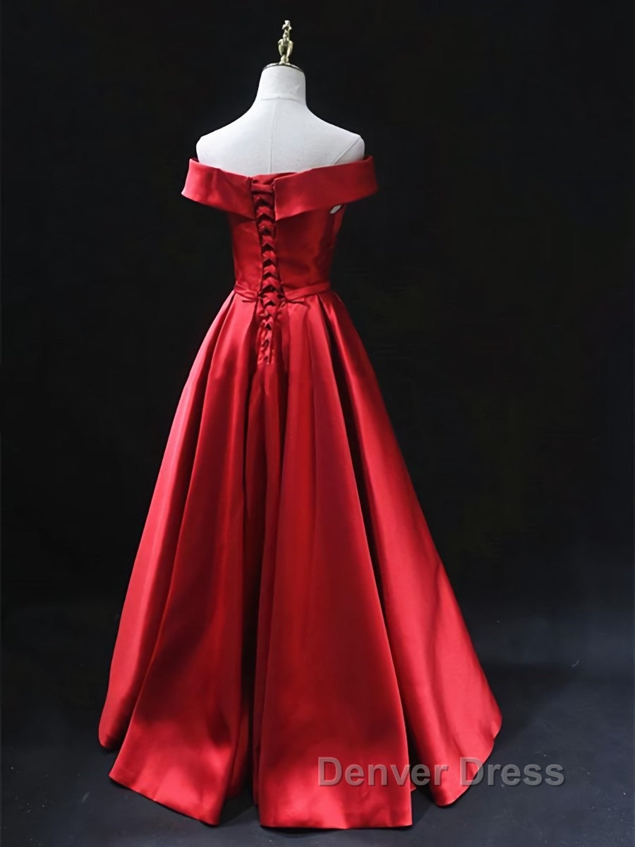 Off the Shoulder Red Long Prom Dress, Red Off Shoulder Long Prom Dresses