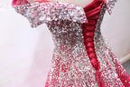 Off the Shoulder Red Long Prom Gowns, Off the Shoulder Red Beaded Prom Dresses