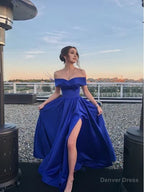 Off The Shoulder Royal Blue Prom Dresses