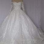Off The Shoulder Royal Train Lace Wedding Dresses Ball Gown
