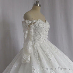 Off The Shoulder Royal Train Lace Wedding Dresses Ball Gowns