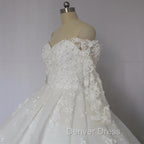 Off The Shoulder Royal Train Lace Wedding Dresses Ball Gown