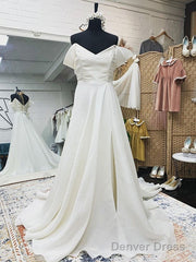 Off The Shoulder Ruffles Satin Bridal Wedding Dress