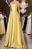 Off the Shoulder Satin Long Prom Dress, Satin Prom Bridesmaid Dresses
