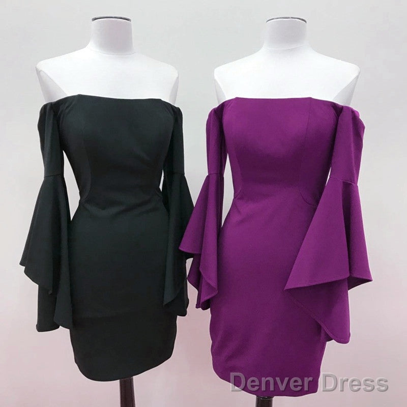 Off The Shoulder Satin Sheath Homecoming Dresses With Puffy Sleeves Secondary image
