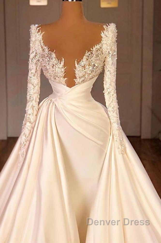 Off the Shoulder Sequined Fur Satin Wedding Prom Gowns Sleeveless Long Sleevess styles Secondary image