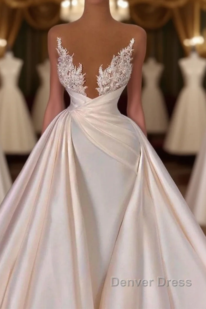 Off the Shoulder Sequined Fur Satin Wedding Prom Gowns Sleeveless Long Sleevess styles