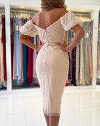 Off-The-Shoulder Sequins Short Prom Dress With Slit Party Gowns