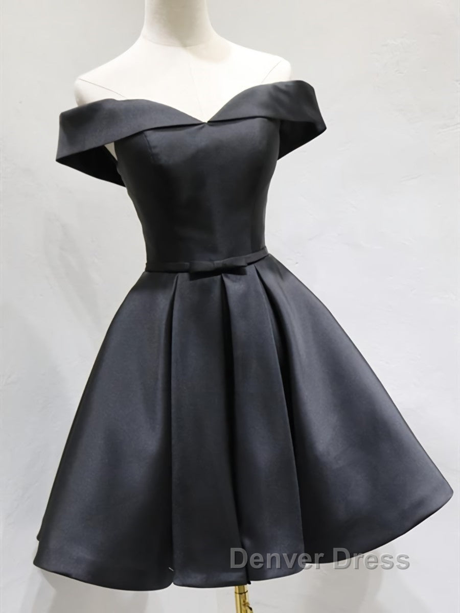Off the Shoulder Short Black Prom Dress, Little Black Prom Graduation Homecoming Dresses Secondary image