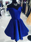 Off the Shoulder Short Blue Prom Dress, Off Shoulder Short Blue Prom Homecoming Dresses