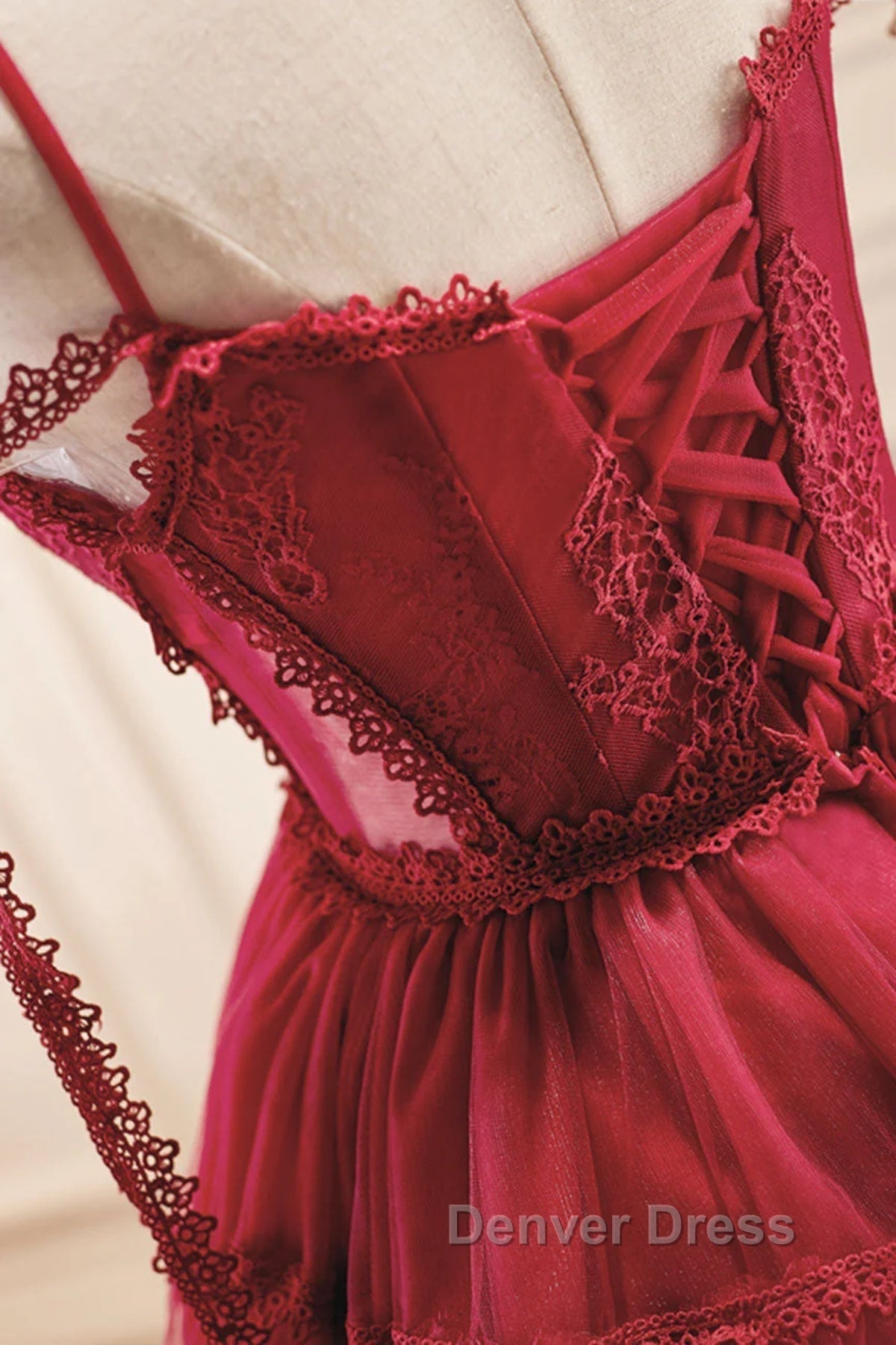 Off the Shoulder Short Burgundy Lace Prom Dress, Wine Red Short Lace Prom Graduation Dresses