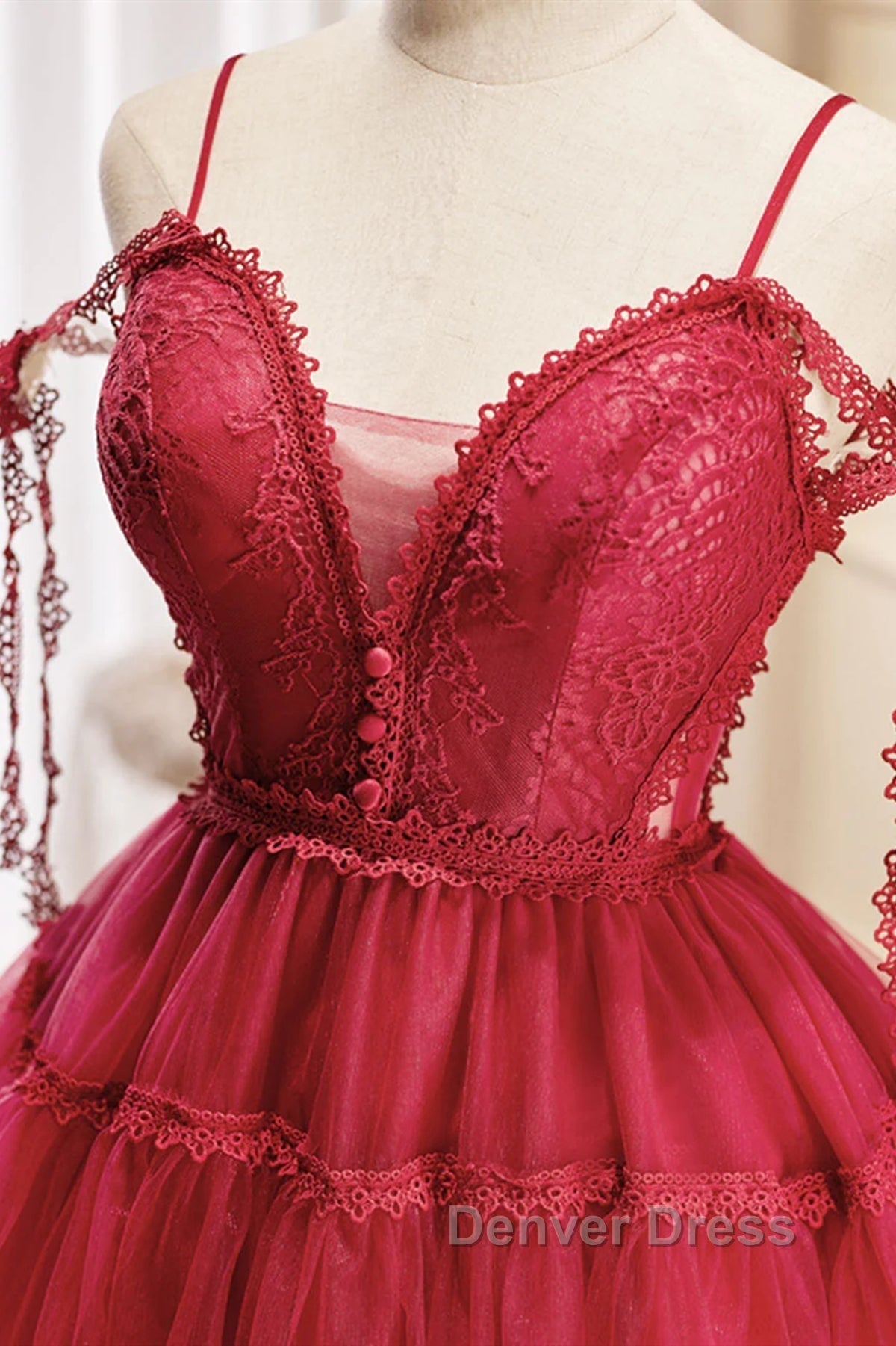 Off the Shoulder Short Burgundy Lace Prom Dress, Wine Red Short Lace Prom Graduation Dresses