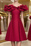 Off the Shoulder Short Burgundy Prom Dress, Short Wine Red Graduation Homecoming Dresses
