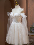 Off the Shoulder Short Champagne Prom Dress, Short Champagne Prom Homecoming Dresses