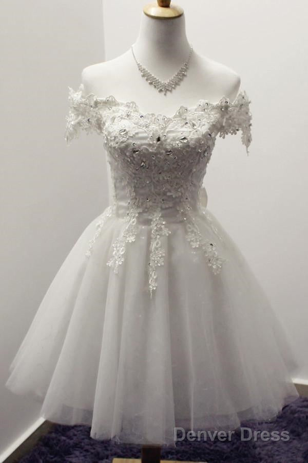 Off The Shoulder Short Ivory Tulle Homecoming Dresses With Appliques Main image