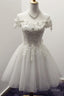 Off The Shoulder Short Ivory Tulle Homecoming Dresses With Appliques